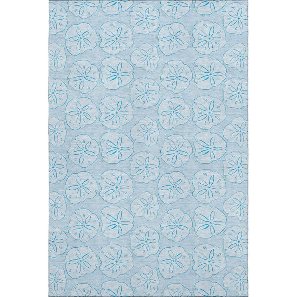 HomeRoots 8' X 10' Blue and Ivory Geometric Area Rug - Washable, UV-Protected, Stylish & Durable for Any Room 646095