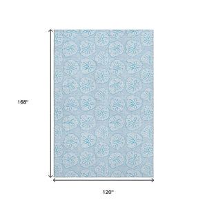 HomeRoots 10' Blue and Ivory Geometric Area Rug – Washable, UV Protected, Stain Resistant for Family Spaces 646097