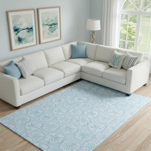 HomeRoots 10' Blue and Ivory Geometric Area Rug – Washable, UV Protected, Stain Resistant for Family Spaces 646097