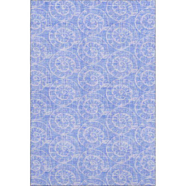 HomeRoots 5' Blue & Ivory Geometric Washable Area Rug – Stain-Resistant, UV Protected for Durability & Style 646099