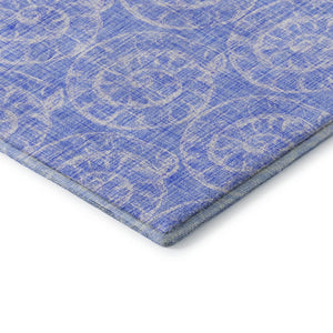 HomeRoots 5' Blue & Ivory Geometric Washable Area Rug – Stain-Resistant, UV Protected for Durability & Style 646099