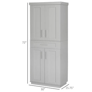 English Elm Kitchen Pantry Freestanding Storage Cabinet 72 Inch Tall Grey Adjustable Shelves T3971S00025