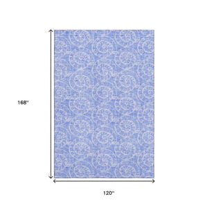 HomeRoots 10' Blue and Ivory Geometric Washable Area Rug - UV Protected, Easy-Care, Stylish for Kids & Pets 646103