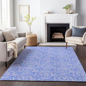 HomeRoots 10' Blue and Ivory Geometric Washable Area Rug - UV Protected, Easy-Care, Stylish for Kids & Pets 646103