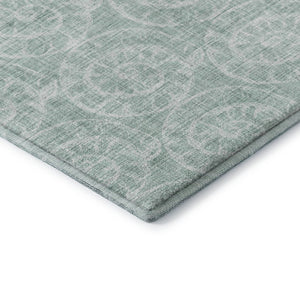 HomeRoots 9' X 12' Geometric Washable Area Rug in Green & Ivory - Stylish, Durable, UV Protected for Home Use 646114