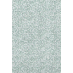 HomeRoots 9' X 12' Geometric Washable Area Rug in Green & Ivory - Stylish, Durable, UV Protected for Home Use 646114