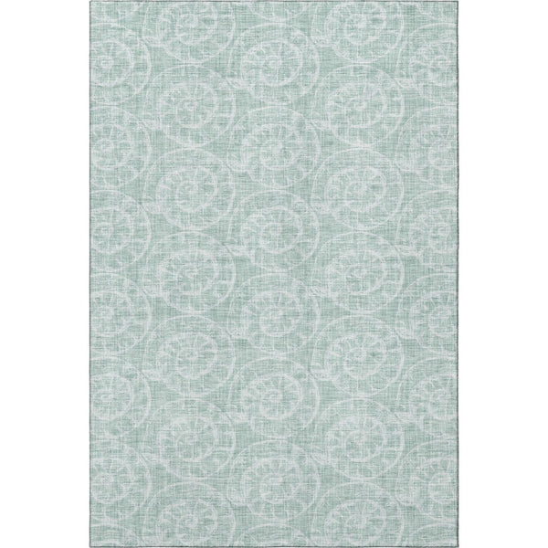 HomeRoots 9' X 12' Geometric Washable Area Rug in Green & Ivory - Stylish, Durable, UV Protected for Home Use 646114