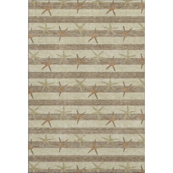HomeRoots 9' X 12' Geometric Washable Area Rug in Tan Gold and Beige - Stylish, Durable, UV-Protected Design 646132