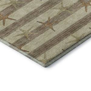HomeRoots 9' X 12' Geometric Washable Area Rug in Tan Gold and Beige - Stylish, Durable, UV-Protected Design 646132