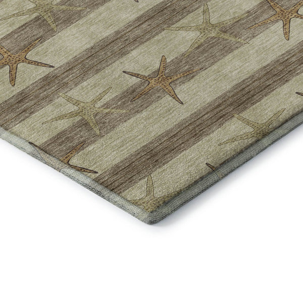 HomeRoots 9' X 12' Geometric Washable Area Rug in Tan Gold and Beige - Stylish, Durable, UV-Protected Design 646132