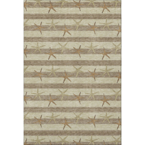 HomeRoots 9' X 12' Geometric Washable Area Rug in Tan Gold and Beige - Stylish, Durable, UV-Protected Design 646132