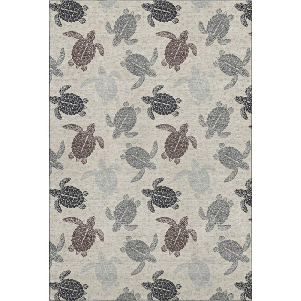 HomeRoots 10' X 14' Sand Ivory & Gray Geometric Washable Area Rug - UV Protected, Stain-Resistant, Stylish Decor 646151
