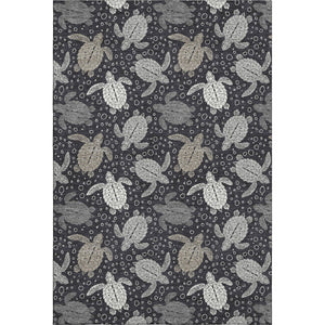 HomeRoots 5' X 8' Midnight Ivory & Gray Geometric Washable Area Rug - Stylish, Durable, UV-Protected Design 646165