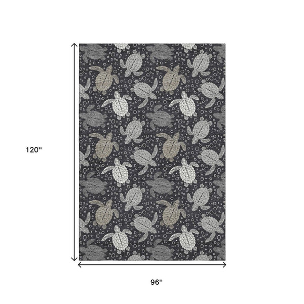 HomeRoots 8' X 10' Coastal-Inspired Geometric Area Rug - Durable, Washable, UV Protected for High-Traffic Spaces 646167