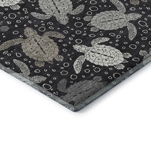 HomeRoots 9' X 12' Stylish Midnight Ivory and Gray Geometric Area Rug - Washable, UV Protected, Stain-Resistant 646168