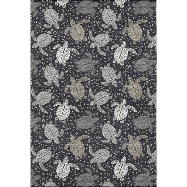 HomeRoots 9' X 12' Stylish Midnight Ivory and Gray Geometric Area Rug - Washable, UV Protected, Stain-Resistant 646168