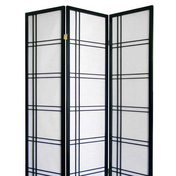 English Elm 70" Elegant 3-Panel Room Divider Screen In Matte Black Finish For Stylish Spaces & Privacy Solutions B072115961