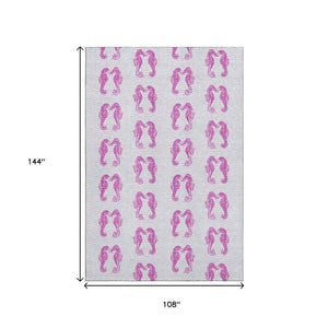 HomeRoots 9' X 12' Modern Pink & Silver Geometric Washable Area Rug with UV Protection for Busy Homes 646198