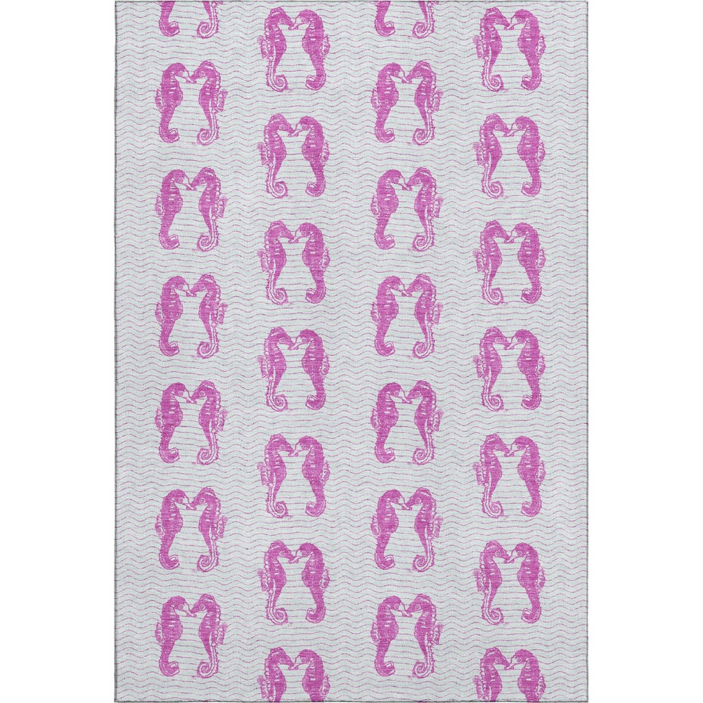 HomeRoots 9' X 12' Modern Pink & Silver Geometric Washable Area Rug with UV Protection for Busy Homes 646198