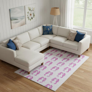 HomeRoots 9' X 12' Modern Pink & Silver Geometric Washable Area Rug with UV Protection for Busy Homes 646198