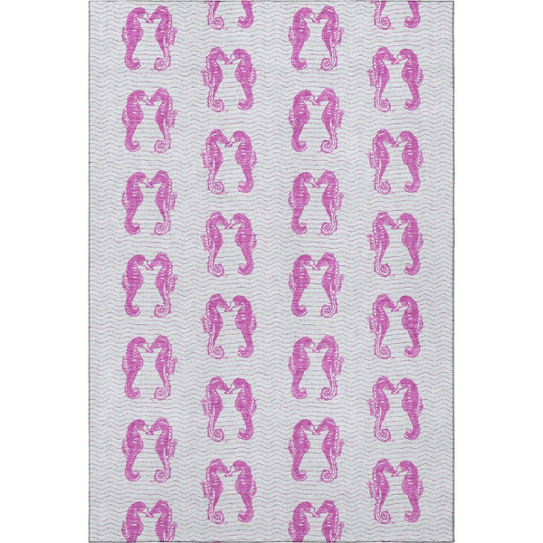 HomeRoots 9' X 12' Modern Pink & Silver Geometric Washable Area Rug with UV Protection for Busy Homes 646198