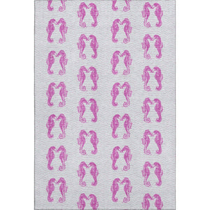 HomeRoots 10' X 14' Pink and Silver Geometric Area Rug - Washable, UV Protected, Stain Resistant for Homes 646199