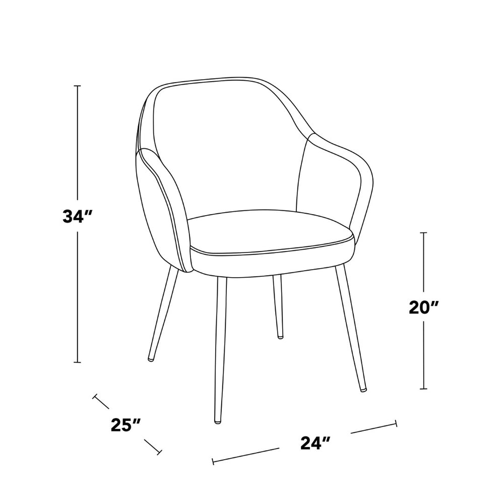 English Elm Dining Chair Set of 2 Velvet Upholstered Tapered Metal Legs Contemporary Style Brown B202P471287
