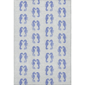 HomeRoots 10' Blue and Ivory Geometric Area Rug - Washable, UV Protected, Stain-Resistant for High Traffic Use 646205