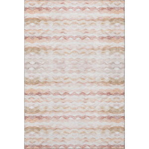 HomeRoots 5' X 8' Coastal-Inspired Peach, Ivory, and Beige Geometric Area Rug – Washable with UV Protection! 646219