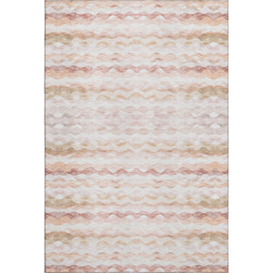 HomeRoots 8' X 10' Coastal-Inspired Peach Ivory & Beige Geometric Washable Area Rug with UV Protection 646221
