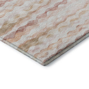 HomeRoots 8' X 10' Coastal-Inspired Peach Ivory & Beige Geometric Washable Area Rug with UV Protection 646221