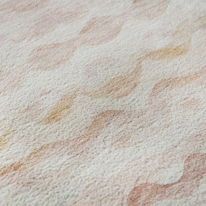 HomeRoots 8' X 10' Coastal-Inspired Peach Ivory & Beige Geometric Washable Area Rug with UV Protection 646221