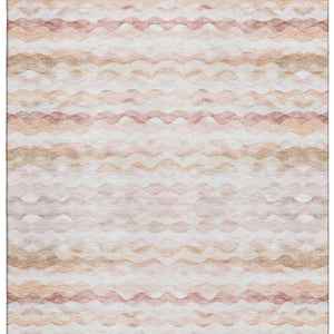 HomeRoots 9' X 12' Stylish Peach & Ivory Geometric Washable Area Rug with UV & Stain Resistance for Homes 646222