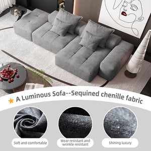 English Elm Modern Modular Sectional Sofa Set In Sparkling Chenille - 4-Piece Diy Design With Ottoman & Pillows W1885S00056