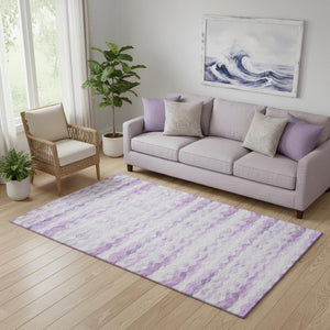 HomeRoots 5' X 8' Stylish Purple and Ivory Geometric Area Rug - Washable, UV-Protected for Busy Homes 646231