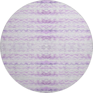 HomeRoots 8' Purple and Ivory Geometric Round Rug - Washable, UV-Protected, Stylish, and Durable for Busy Homes 646232