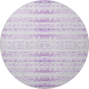 HomeRoots 8' Purple and Ivory Geometric Round Rug - Washable, UV-Protected, Stylish, and Durable for Busy Homes 646232