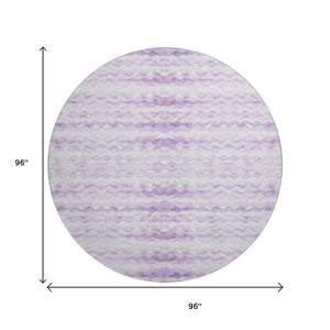 HomeRoots 8' Purple and Ivory Geometric Round Rug - Washable, UV-Protected, Stylish, and Durable for Busy Homes 646232