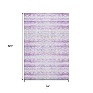 HomeRoots 8' X 10' Purple and Ivory Geometric Area Rug - Stylish, Washable, UV-Protected for Active Homes 646233