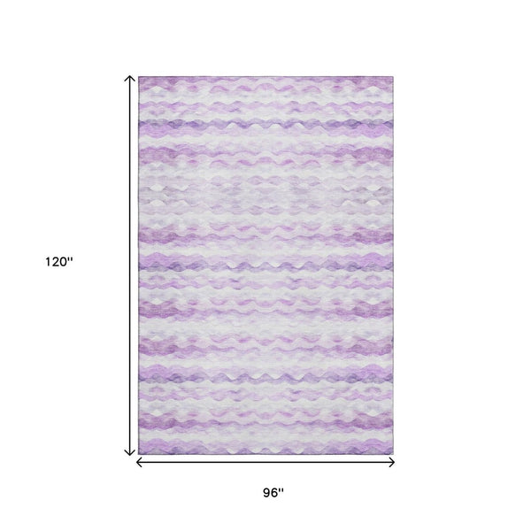 HomeRoots 8' X 10' Purple and Ivory Geometric Area Rug - Stylish, Washable, UV-Protected for Active Homes 646233