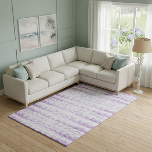 HomeRoots 8' X 10' Purple and Ivory Geometric Area Rug - Stylish, Washable, UV-Protected for Active Homes 646233
