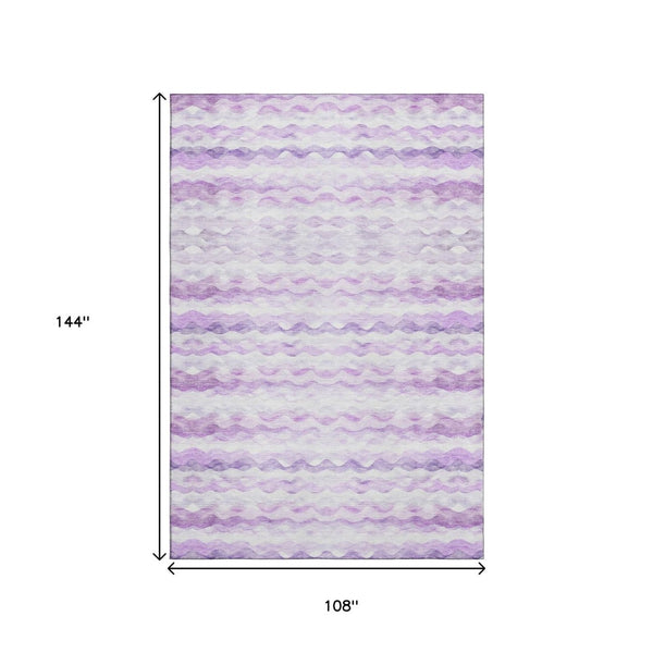 HomeRoots 9' X 12' Stylish Purple and Ivory Geometric Area Rug - Washable, UV Protected, Durable Design for Home 646234