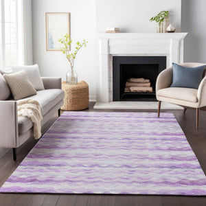 HomeRoots 9' X 12' Stylish Purple and Ivory Geometric Area Rug - Washable, UV Protected, Durable Design for Home 646234