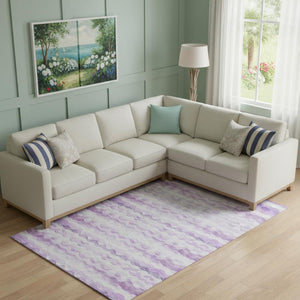 HomeRoots 9' X 12' Stylish Purple and Ivory Geometric Area Rug - Washable, UV Protected, Durable Design for Home 646234