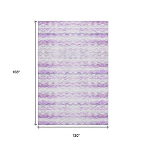 HomeRoots 10' Purple & Ivory Geometric Washable Area Rug - UV Protected, Stain Resistant for Durable Use! 646235