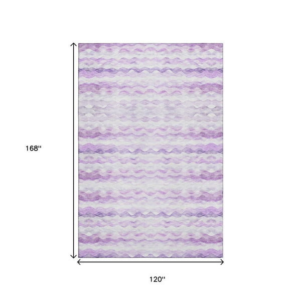 HomeRoots 10' Purple & Ivory Geometric Washable Area Rug - UV Protected, Stain Resistant for Durable Use! 646235