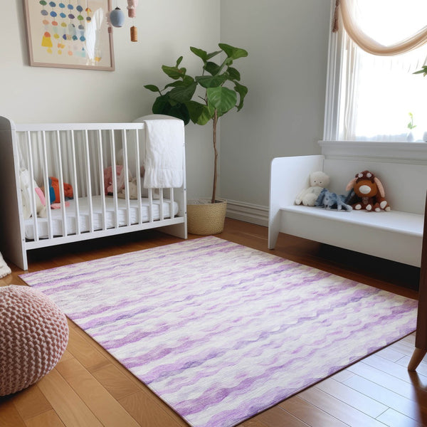 HomeRoots 10' Purple & Ivory Geometric Washable Area Rug - UV Protected, Stain Resistant for Durable Use! 646235