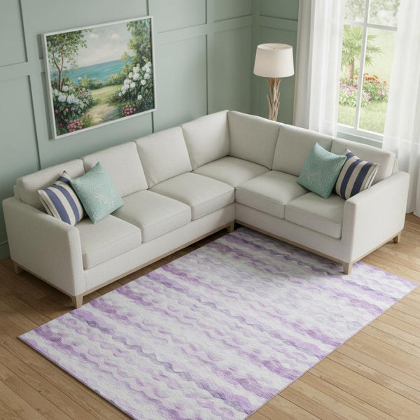 HomeRoots 10' Purple & Ivory Geometric Washable Area Rug - UV Protected, Stain Resistant for Durable Use! 646235