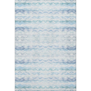 HomeRoots 5' X 8' Washable Blue and Ivory Geometric Area Rug with UV Protection for Stylish, Easy Care Living 646237