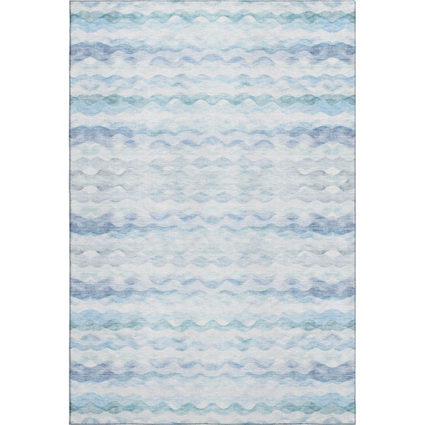 HomeRoots 10' Blue and Ivory Geometric Area Rug - Washable, UV-Protected, Durable, Stylish for Busy Homes 646241